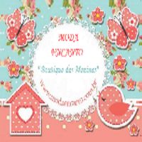 Imagem com borboletas, flores e pássaro em tema floral rosa e azul. Texto: "Moda Infantil".