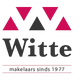 Logo van Witte makelaars, sinds 1977, met zwart en roze driehoeken.