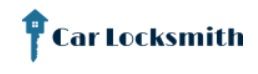 Blue key logo with a house outline and "Car Locksmith" text beside it.