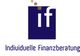 Logo mit den Buchstaben "if" und Text "Individuelle Finanzberatung" auf blauem Hintergrund.