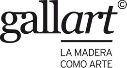 Logo de Gallart con el texto "La madera como arte" en negro sobre fondo blanco.