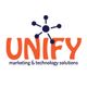 Unify logo with a network design, text: "marketing & technology solutions".