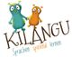 Zwei bunte, fröhliche Figuren mit dem Schriftzug "KILANGU: Sprachen spielend lernen".