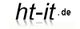 Schwarzer Schriftzug "ht-it.de" auf weißem Hintergrund mit glänzender Spiegelung unten.