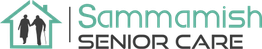 Sammamish Senior Care logo with a silhouette of two seniors inside a house outline.