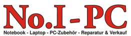 Rotes Logo "No.1-PC" mit Text: Notebook, Laptop, PC-Zubehör, Reparatur & Verkauf.