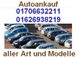 Autoankauf Werbung: Bild von geparkten Autos, Telefonnummern und Text "aller Art und Modelle".