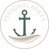 Logo mit Anker in der Mitte, Schriftzug "PERSONALANKER" rundherum.