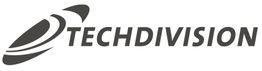 Logo mit stilisierter Grafik und dem Text "Techdivision" in schwarzer Schrift.