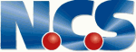 Logo mit blauen Buchstaben "NCS" und darunter roten Kugeln auf weißem Hintergrund.
