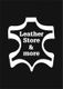 Logo mit Umriss einer Lederhaut. Text: "Leather Store & more" in der Mitte. Schwarzer Hintergrund.