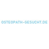 Weißer Hintergrund mit blauem Text: "OSTEOPATH-GESUCHT.DE".