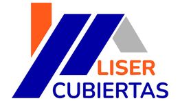 Logo con un gráfico geométrico en azul y gris, y texto: Liser Cubiertas.