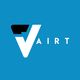 Logo with a stylized "V" and the word "AIRT" on a blue background.