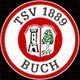 TSV 1889 Buch Logo: Turm und Baum im roten Kreis, schwarzer Text auf weißem Hintergrund.