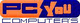 Logo von "PC You Computers" in Orange und Blau.