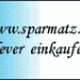Text "www.sparmatz.de clever einkaufen" vor blau-weißem Hintergrund.