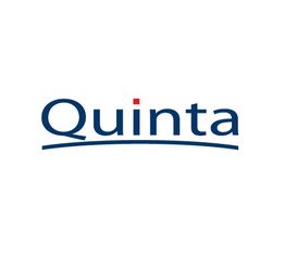 Logo des Wortes "Quinta" in blauer Schrift mit rotem i-Punkt und blauer Linie darunter.