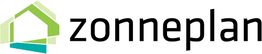 Groenblauw logo met de tekst "zonneplan" in zwart.