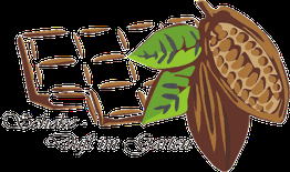 Schokoladentafeln und Kakaobohne, Text: "Schoko-Duft im Garten".