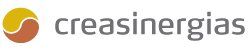 Logotipo de Creasinercias con un círculo naranja y blanco a la izquierda.