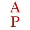 Weiße Fläche mit den roten Buchstaben "A" oben und "P" unten.