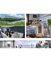 Edificio moderno con spazi interni: uffici, sale riunioni, laboratorio e palestra.