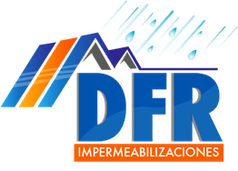 Logo de DFR Impermeabilizaciones, con letras grandes y gotitas de agua en diseño.