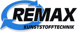 Logo mit Schriftzug "REMAX Kunststofftechnik" und blauen Pfeilen.
