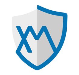 Ein blau-weißes Schild mit den Buchstaben "XM" in der Mitte.