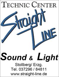 Technic Center Schriftzug "Straight Line", Sound & Light, Stollberg, Kontaktdaten unten.