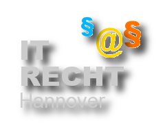 Logo mit Text "IT RECHT Hannover" und Symbolen: @ und zwei Paragraphenzeichen in Blau und Orange.
