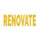 Yellow text "RENOVATE" on a white background.