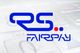RS FairPay-Logo in Blau über einer leicht verschwommenen Tastatur im Hintergrund.