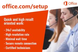 People working with headsets; text about support services and website setup instructions.