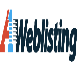 Logo with "Weblisting" and a stylized "A" in blue and red.