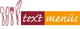 Besteck-Symbole, daneben "text menüs" in rot und orange.