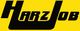 Schwarzer Schriftzug "HarzJob" auf gelbem Hintergrund.