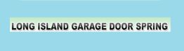 Text: "LONG ISLAND GARAGE DOOR SPRING" on a light blue background.