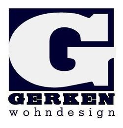 Großes "G" mit Text "Gerken Wohndesign" darunter, auf dunkelblauem Hintergrund.