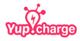 Logo rosa con texto "Yup!charge" y un icono de bombilla con un rayo en el centro.