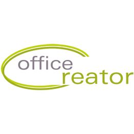 Logo mit dem Text "office creator" in Grautönen und Grün, umgeben von einem grünen Kreis.