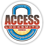 Logo of Access Locksmith with a padlock and the slogan "You are the key to our success!".