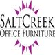 Logo of SaltCreek Office Furniture with purple sunburst design.