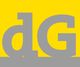 Graue Buchstaben "dG" auf gelbem Hintergrund.