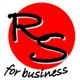 Rotes Logo mit schwarzen Buchstaben "RS" und dem Text "for business" darunter.
