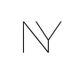 Lettres "NY" noires sur fond blanc, formant un logo minimaliste et moderne.