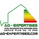 Logo AG Expertises avec maison et étiquette énergie colorée. Website: ag-expertises.com.