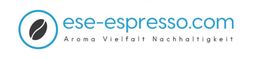 Logo von ese-espresso.com mit Kaffeebohne und Slogan "Aroma Vielfalt Nachhaltigkeit".