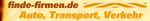 Text: "finde-firmen.de Auto, Transport, Verkehr" in orange auf gelbem Hintergrund mit Linienmotiv.